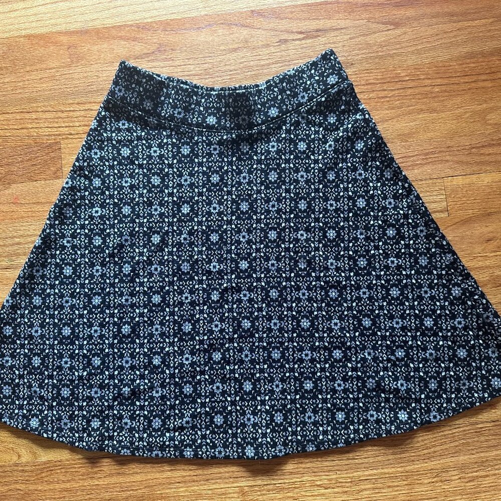 IBEX Black/Grey Pull-on Lightweight Knit Mini Skirt - Washable Merino Wool - Sml